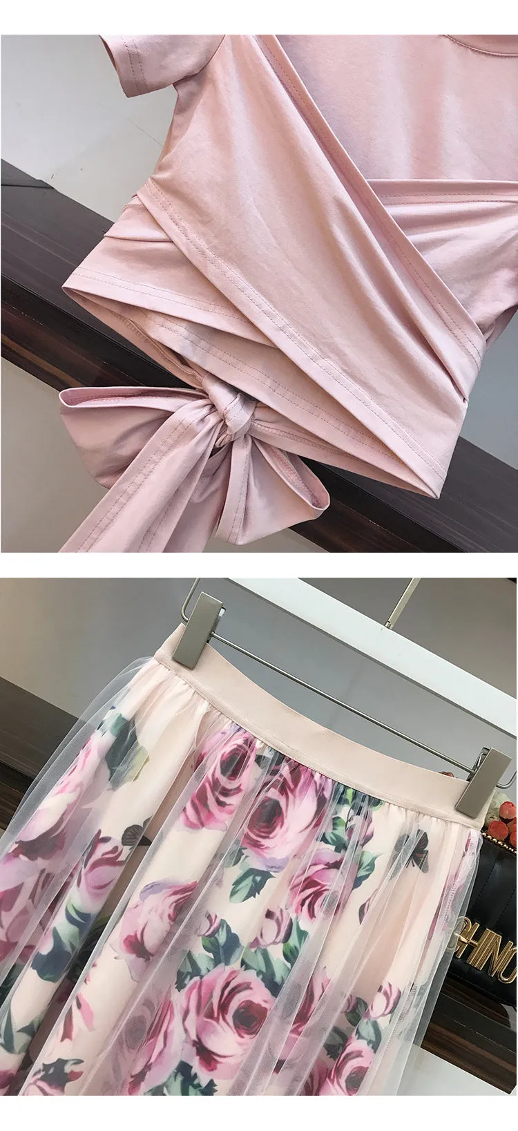 Irregular Vintage Skirt   T-Shirt Suit