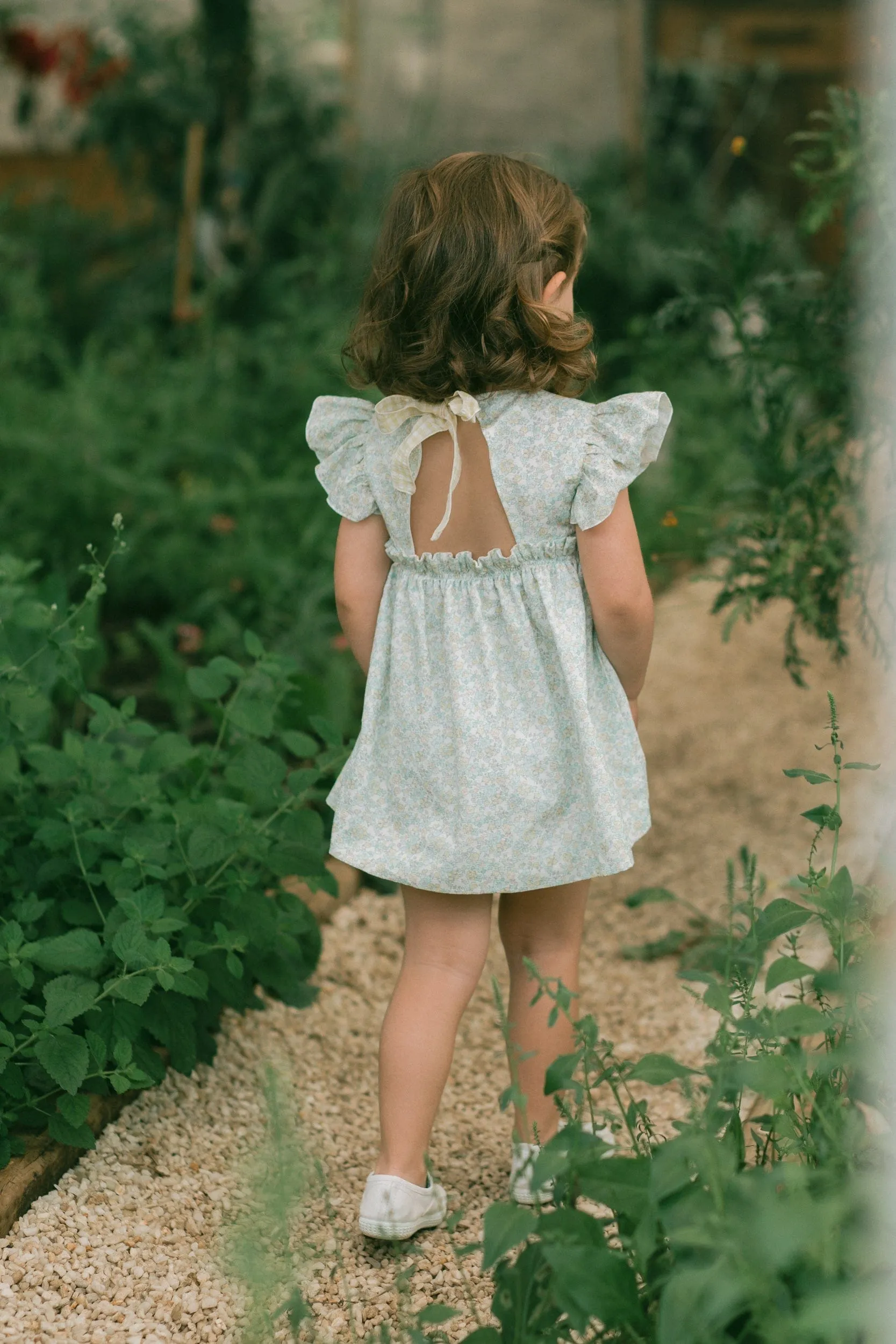 Paz Rodriguez Girls Floral Cotton Dress in Green