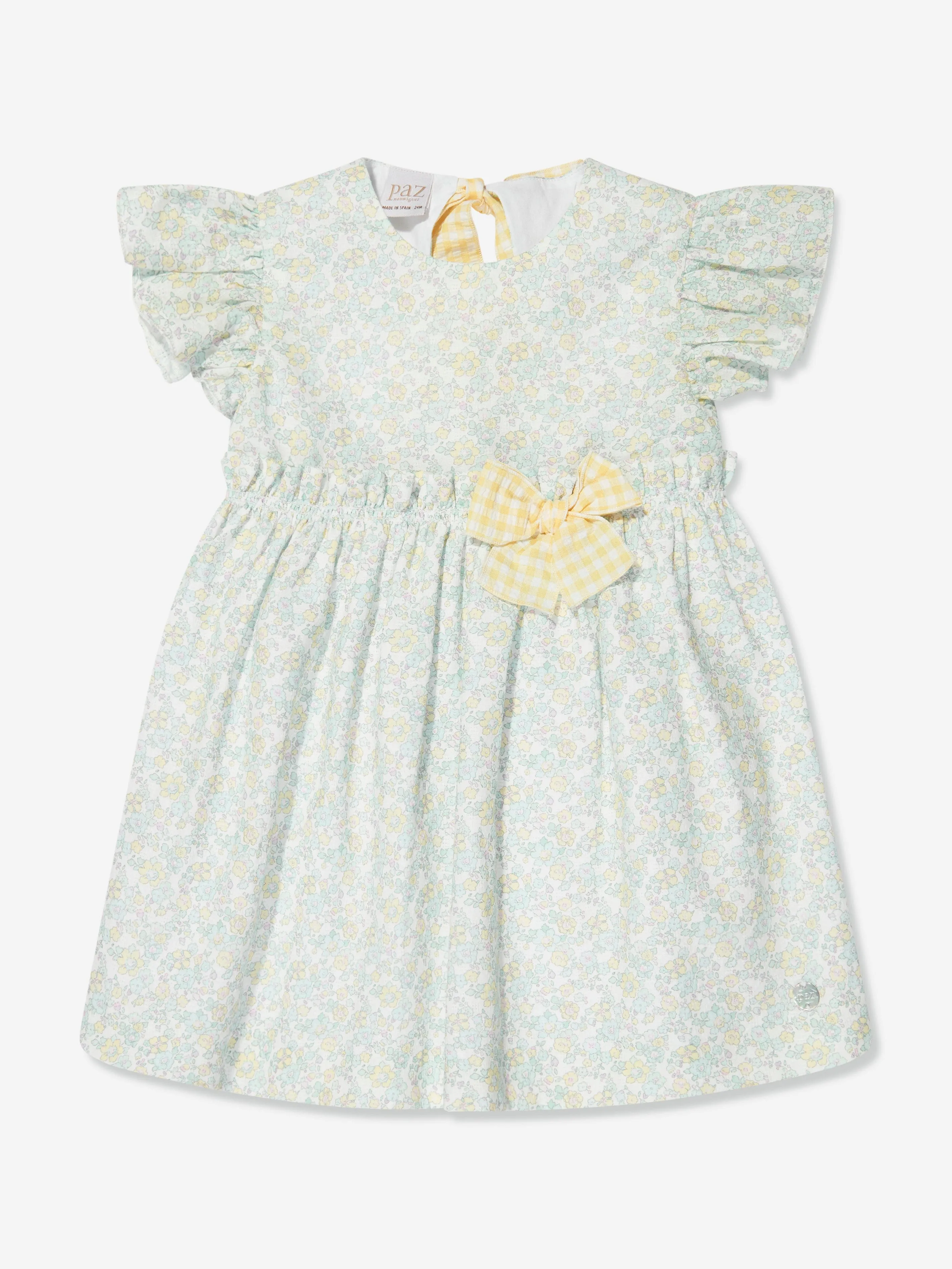 Paz Rodriguez Girls Floral Cotton Dress in Green
